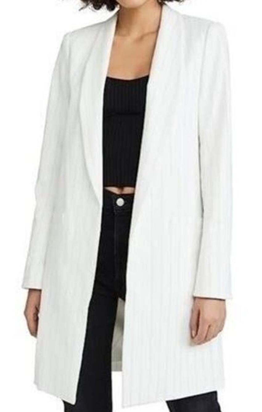 Alice + Olivia NWT Kylie Long Stripe Jacket Size M Shawl Collar Open Front Lined